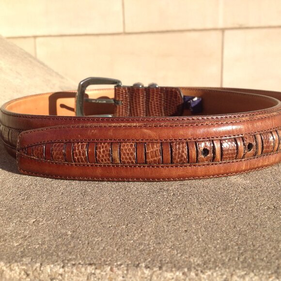 Cale Spain Genuine Lizard Belt Buckle Sz 36 Brass Buckle + Hardware - Picture 10 of 16